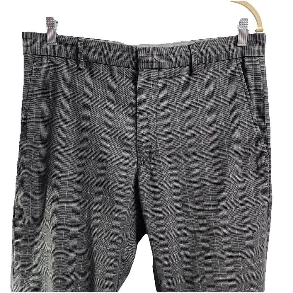 Banana Republic Men's‎ Dress Work Pants Gray Plaid Size 34x32 Cotton EUC